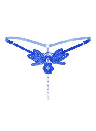 Delicate Butterfly Embroidery Briefs Blue 