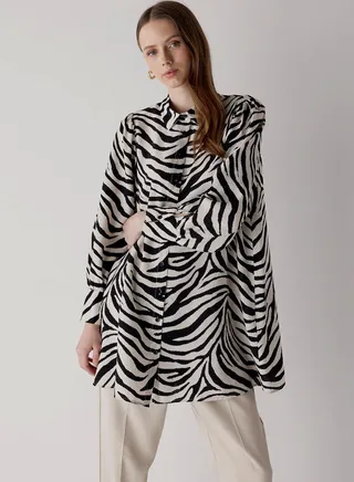 Button Down Tunic Printed Shirt 
