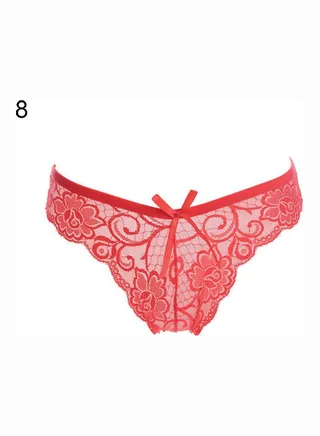 Women's Lace See Through Panties Watermelon  Red 