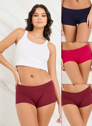 Pack of 3 - Solid Cotton Boyshorts