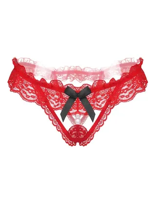 Lace Pearl Briefs Red 