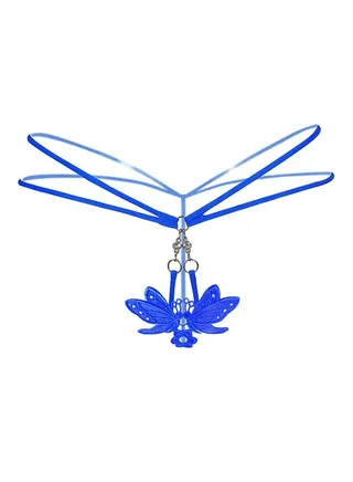 Butterfly Metal Buckle Briefs Blue 