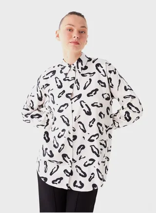 Button Down Patterned Tunic 