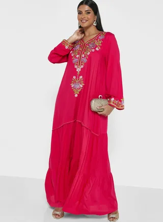 Floral Embroidered Jalabiya 