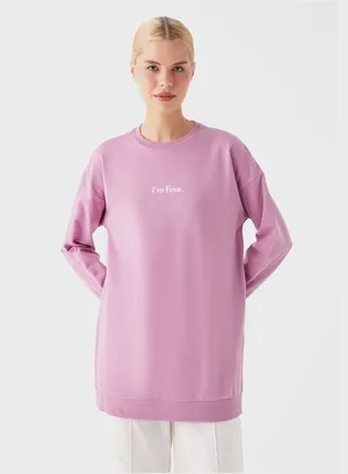 Printed Oversized Crew Neck Tunic 