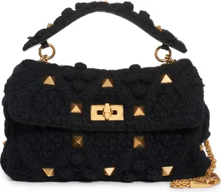 Large Roman Stud Knit Cashmere Bag
