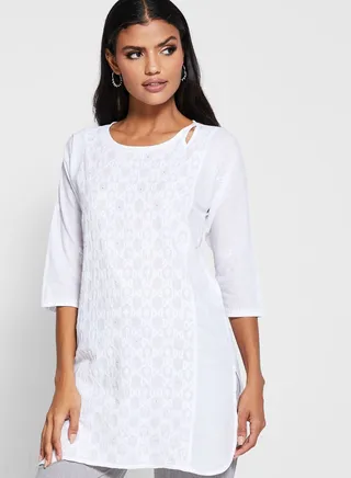 Cotton Chikankari Embroidered Tunic 