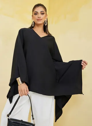 Boxy Fit Batwing Sleeve Longline Tunic 