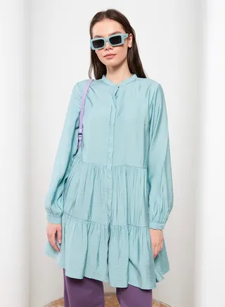 Crew Neck Straight Long Sleeve Women's Tunic 