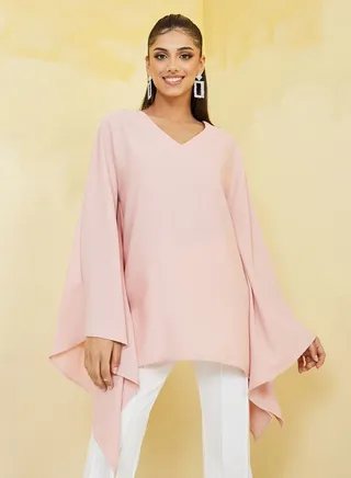 Boxy Fit Batwing Sleeve Longline Tunic 