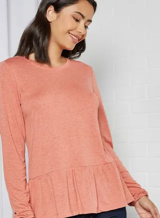 Plain Long Sleeve Tunic Pink 