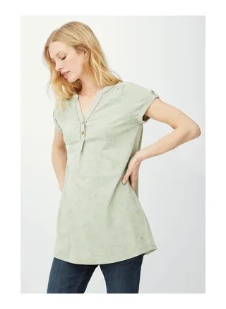 Short sleeve Tonal Bird Print Tunic 