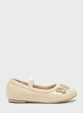 Kids Bow Slip On Ballerinas 