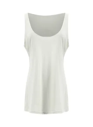 Scoop Neck Solid Tank Top White 
