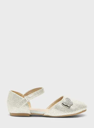 Kids Velcro Butterfly Detail Ballerinas 