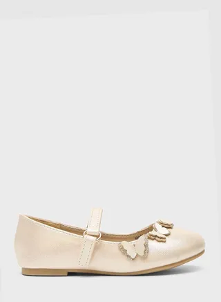 Kids Velcro Butterfly Detail Ballerinas 