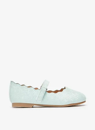 Girls Textured Mary Jane Shoes with Hook and Loop Closure 