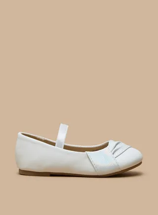 Girls Drape Accent Slip-On Round Toe Ballerina Shoes 