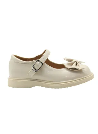 Mon Ami Shoes for Girls Bow Accented Round Toe Slip-On Shoes With Adjustable Closure 