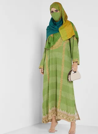 Side Slit Printed Jalabiya 