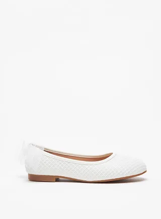 Girl's Textured Slip-On Round Toe Ballerina Shoes 
