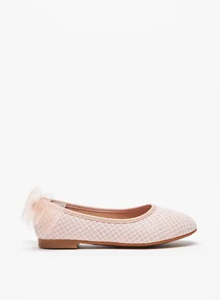 Girl's Textured Slip-On Round Toe Ballerina Shoes 