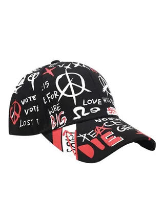 Letter Pattern Sun-Proof Cap Black 