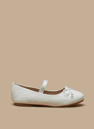 Girls Bow Accent Slip On Ballerina Shoes 