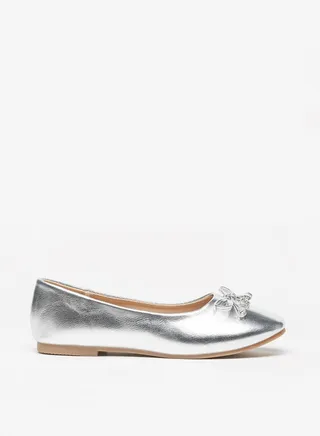 Girl's Solid Slip-On Ballerina Shoes with Bow Applique Ramadan Collection 