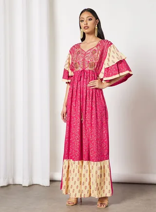 Embroidered Jalabiya Dress With Sheila 