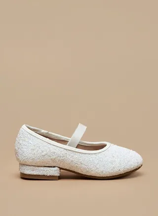 Girls Embellished Slip-On Ballerina Shoes with Block Heels 