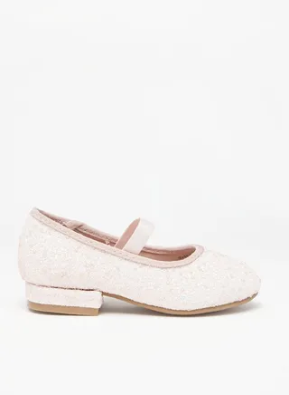 Girls Embellished Slip-On Ballerina Shoes with Block Heels 