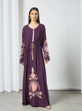Embroidered Jalabiya Purple/Pink 