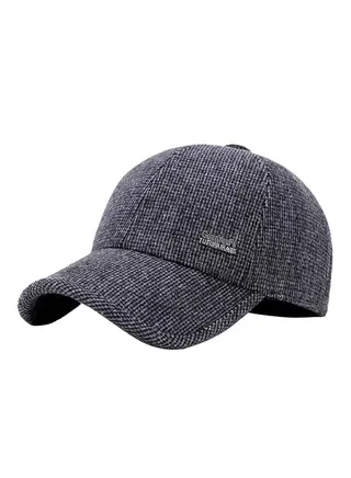 Adjustable Snapback Ear Flap Hiking Cap Grey 