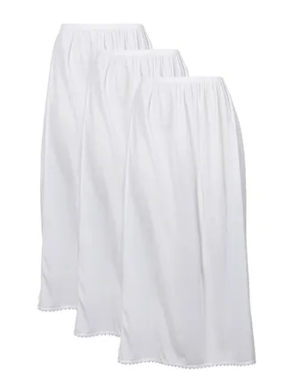 3- Pieces Skirt Soft Durable and Cold inner Nylon with Elasticized Waistband and Small Lace Women white 