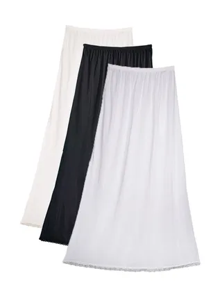 3 - Pieces Full Length Soft inner Skirt with Elasticised Waistband and Small Dantel Women Multicolour 