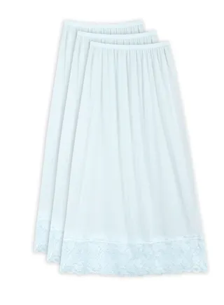 3 - Pieces Full Length Soft inner Skirt with Elasticised Waistband and Big Dantel Women white 