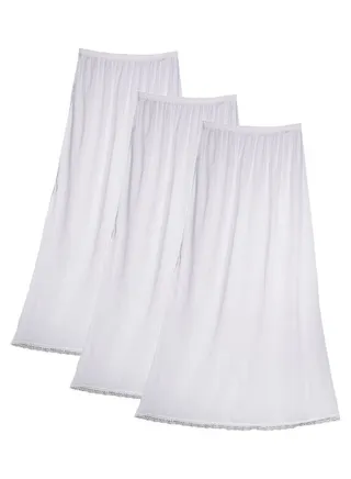 3 Pack Of Full Length Soft Inner Skirt With Elasticated Waistband White 