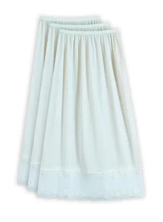 3 - Pieces Full Length Soft inner Skirt with Elasticised Waistband and Big Dantel Women Off White 