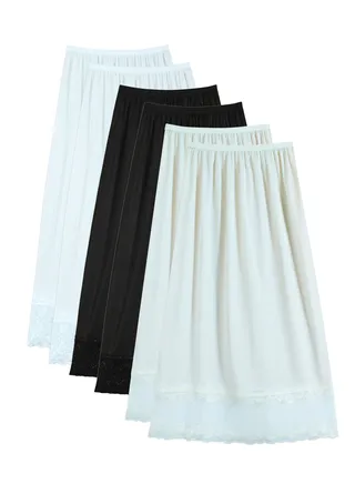 6 - Pieces Full Length Soft inner Skirt with Elasticised Waistband and Big Dantel Women Multicolor 