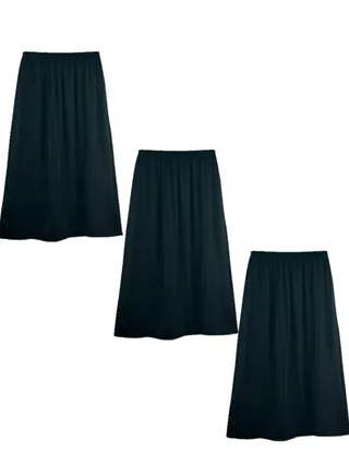 3- Pieces Skirt Soft Durable and Cold inner Nylon with Elasticized Waistband and Small Lace Women Black 