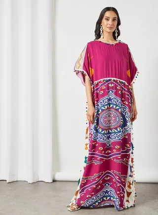 Embroidered Maxi Jalabiya Purple 