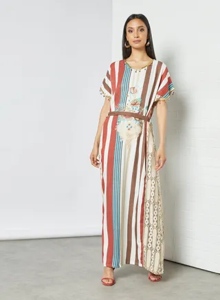 Lace Embellished Jalabiya Multicolour 