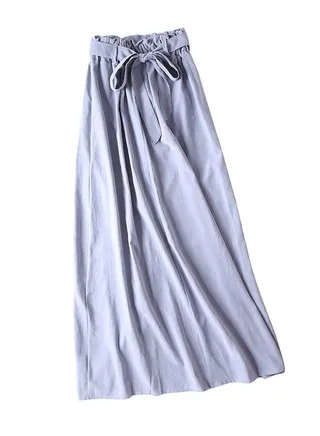 Solid Design Waist Bow Detail Casual Skirt Blue 