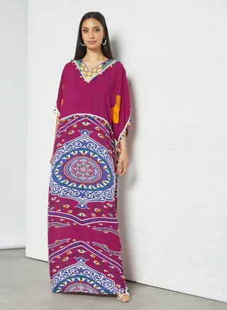 Lace Embellished Jalabiya Multicolour 