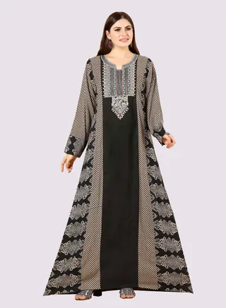 Sara Polka Dot-Jacobean Print Jalabiya 