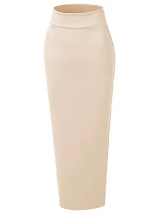 High Waist Tight Solid Color Skirt Beige 