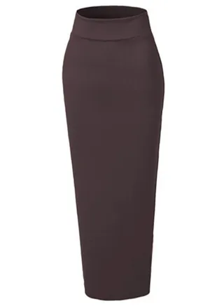 High Waist Tight Solid Color Skirt RED Brown 