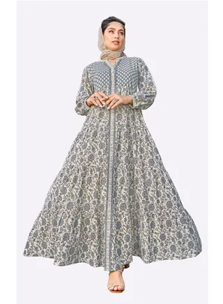 Sara Floral Stripe Print Jalabiya 