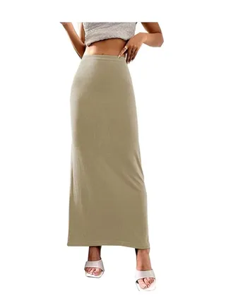 New Women's Slim Half Skirt Solid Color Long Skirt 